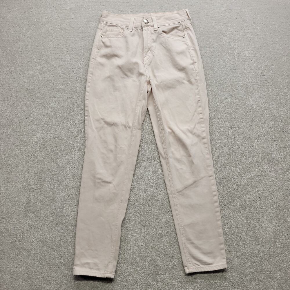 American Eagle Mom Jeans Womens 00 Short Pink High Rise Tapered Denim Pants